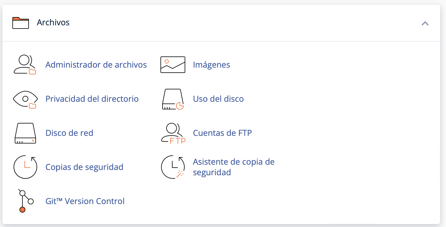 Screenshot of cPanel showing the Files section